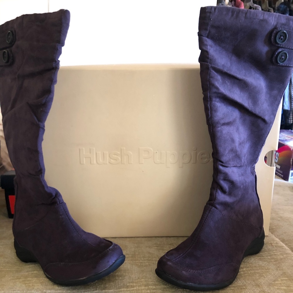 Hush Puppies violet velvet boots